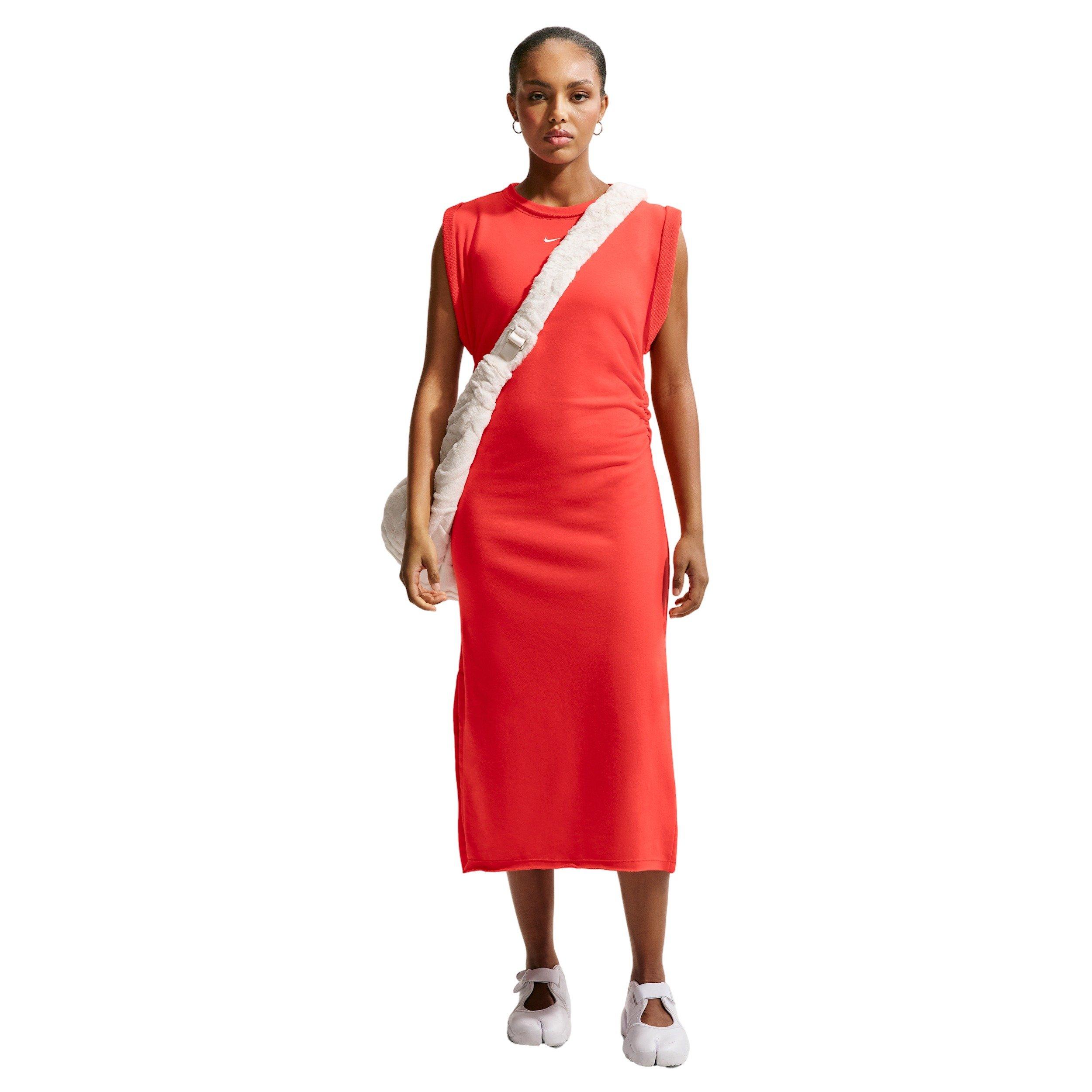 Nike Women's Sportswear Chill Terry Oversized Dress - CRIMSON